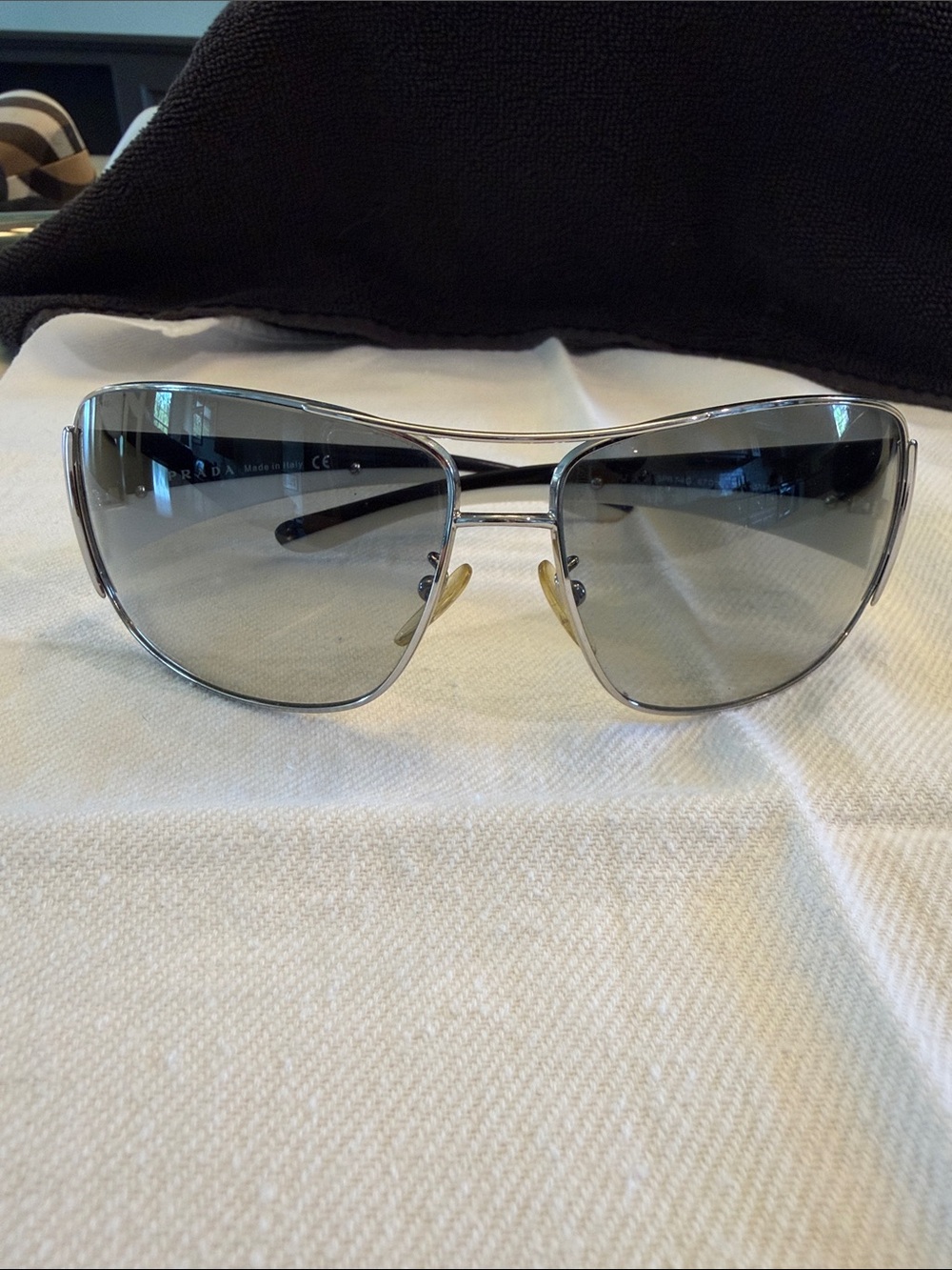 Prada women’s Silver Frame Gray Lens Aviator Sunglasses - Gradient Gray